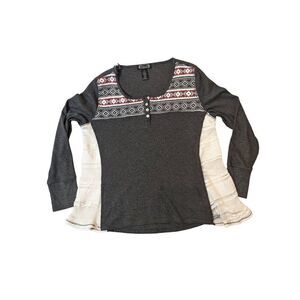 Shyanne sheer lace sides Henley top xl